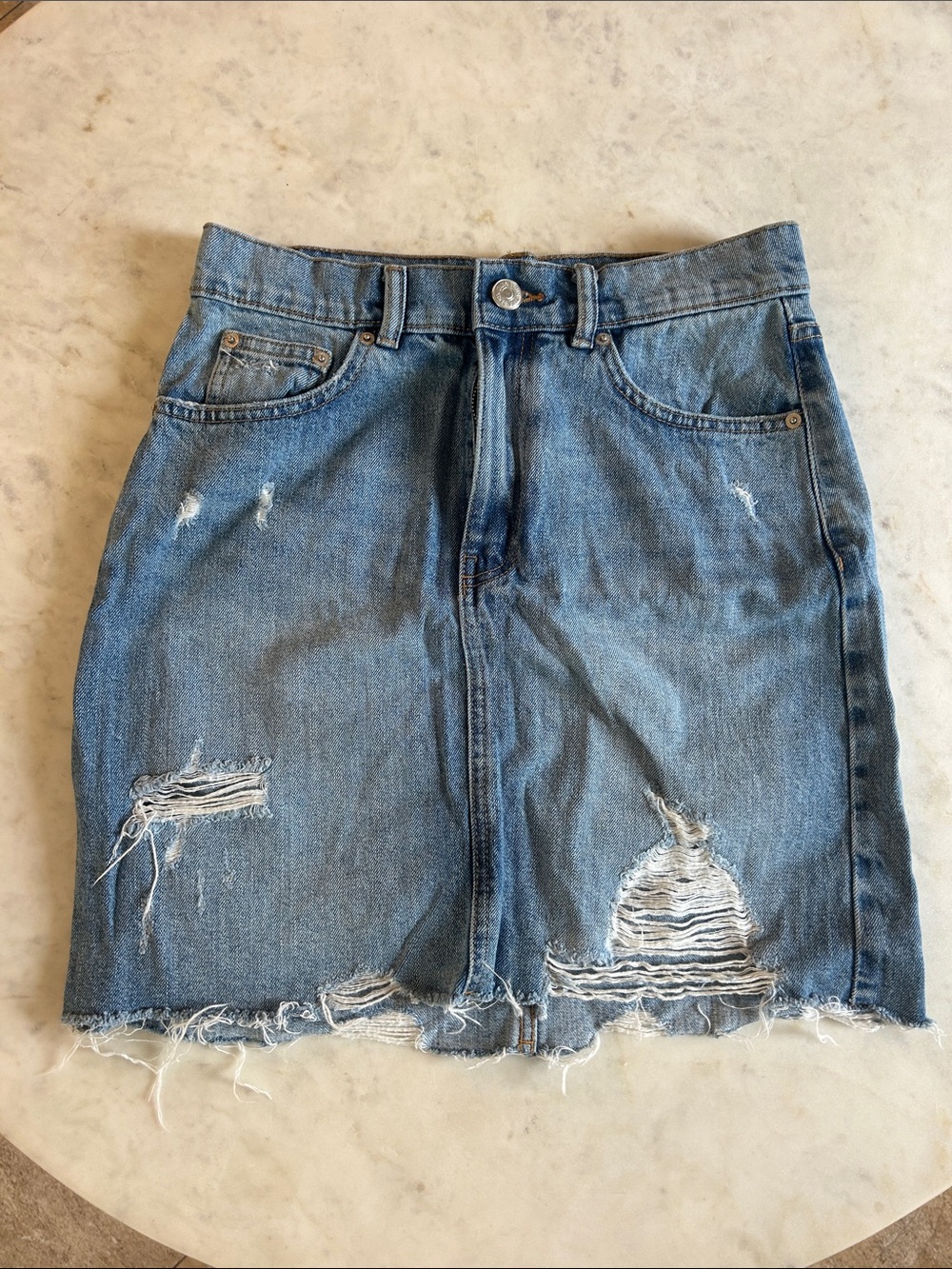 Zara Denim Skirt Ripped
